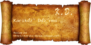 Karikó Dénes névjegykártya